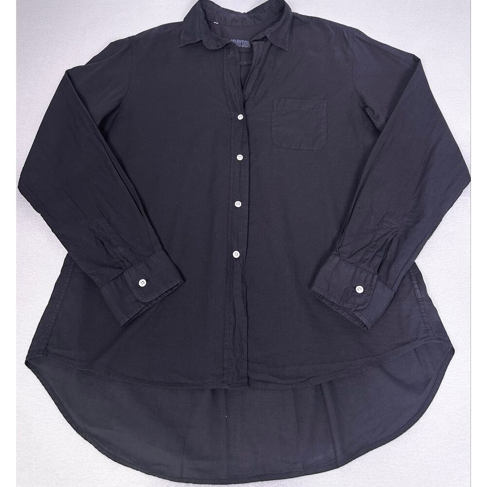 Grayson The Hero Black Cotton Button Up Blouse Relaxed Fit Size 01 XS - Picture 4 of 10